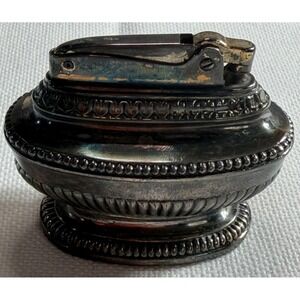 Vintage Ronson Queen Anne Table Lighter Silver Plate Mid Century Tobacciana